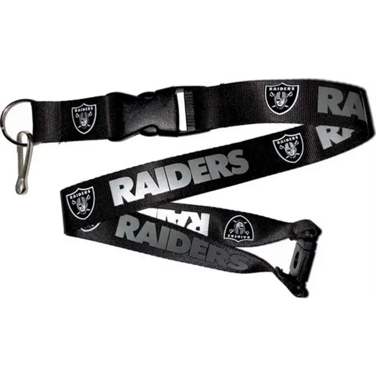 212 MAIN NFL-LN-095-08 Oakland Raiders Lanyard - Sports Collectibles Accessory, Keychain Id Holder with Detachable Clip and Team Logo, Badge Reel