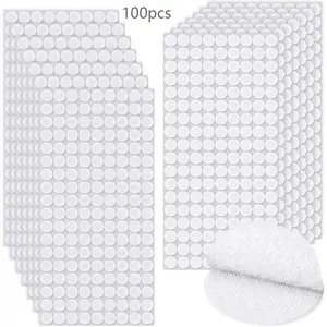100pcs Round Adhesive Velcro Pads, Self-Adhesive Nylon Tape, 0.59 Inch, Strong Stickiness, Ideal for Art, School, Home, Office