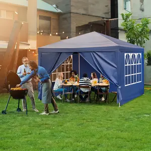 10'x10' Gazebo Waterproof Outdoor Canopy Patio Tent Party Tent for Wedding BBQ Cater, Blue(Using high-quality and premium materials)  ,Waterproof and UV resistant,firm,Suitable for events, parties, camping - pavilions