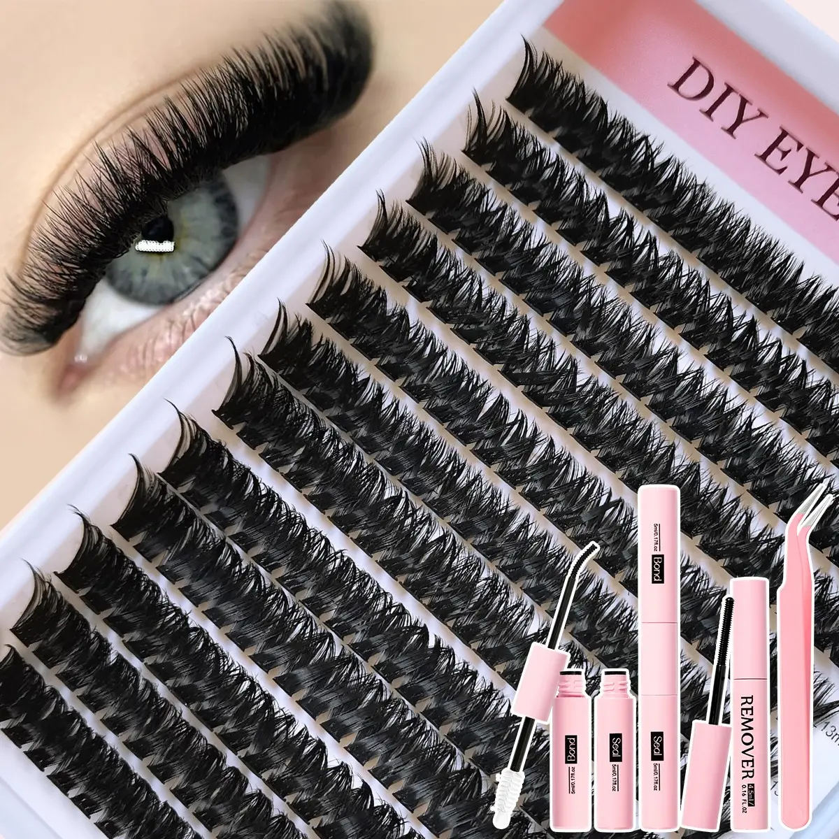 Hybrid makeup false eyelash clusters, Fluffy Volume Eyelashes, Volumized False Eyelashes, Volumized Fake Eyelashes, lightweight enhancement eyelash cluster set, makeup gift, eyelash strips, DIY Lash Kit, Diy Lash Extension