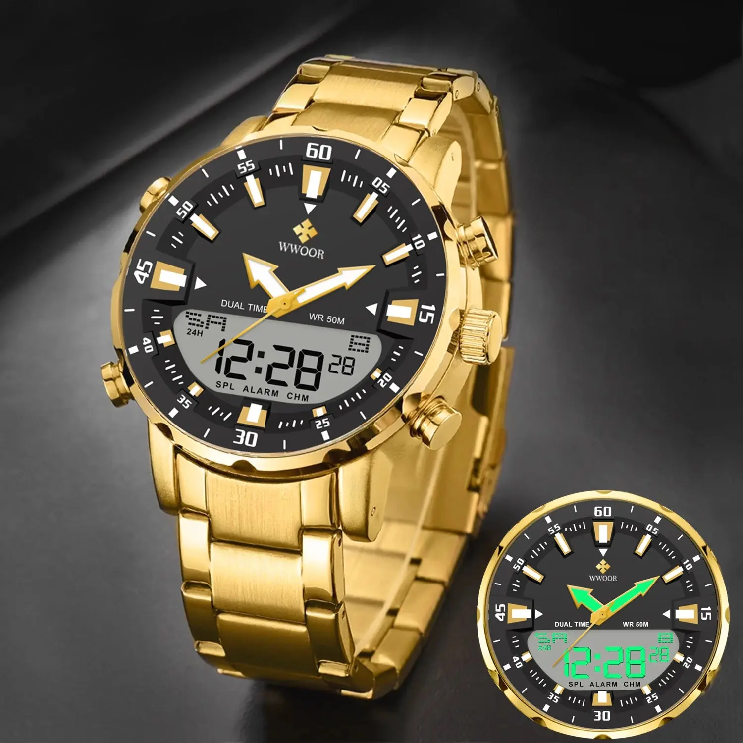 WWOOR Men's Luxury Digital Watch, Multifunctional Quartz Digital Watches, Multifunctional Watch, Quartz Watch