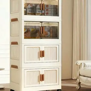 6-Tier Storage Cabinet with Doors & Wheels – Foldable Space-Saving Organizer (4–6 Tier Options)