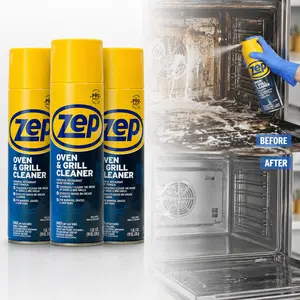 ZEP 19 oz. Heavy-Duty Oven and Grill Cleaner, pots and pans, BBQ grill cleaner, kitchen stove, commercial kitchen, spray and wipe, non-scratch, deep cleaning, 19 oz bottle, case of 12, bulk pack, Zep brand, grease cutter, burnt food remover, easy clean