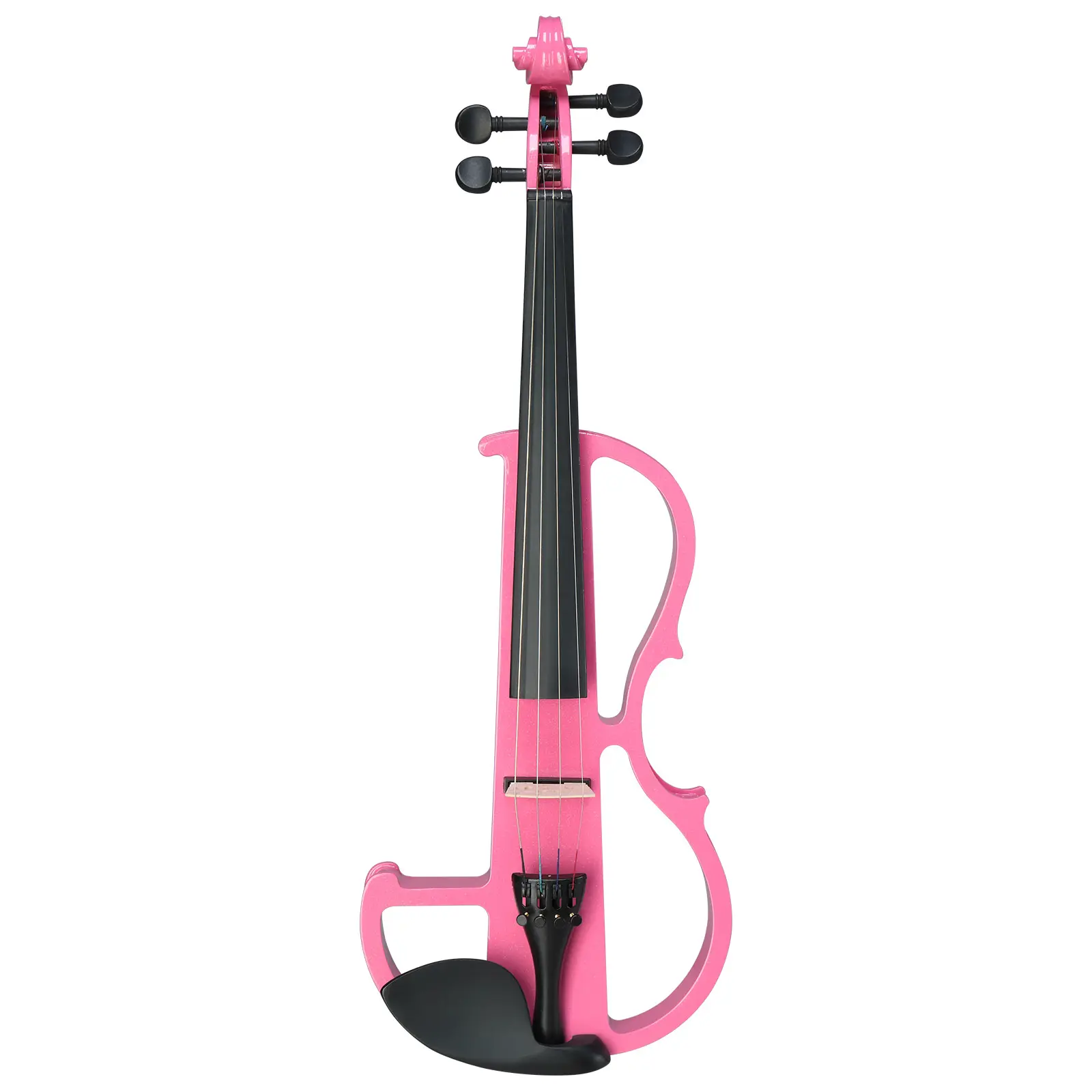 Full Size 4/4 Bunnel Edge Electric Silent Violin with Case Bow Rosin Headphone Connecting Line Black