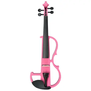 Full Size 4/4 Bunnel Edge Electric Silent Violin with Case Bow Rosin Headphone Connecting Line Black