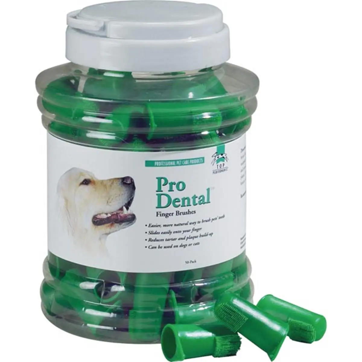 Top Performance Disposable ProDental Finger Toothbrushes for Dogs & Cats, Soft Raised Bristles, Gloved Grip for Gentle Oral Care, 50-Count Value-Priced Multi-Pack Canister