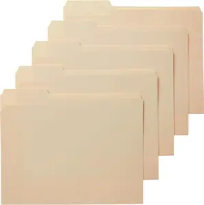 Pack of 100 - File Folders with Tabs for Filing, 1/3-Cut Tab, Assorted Positions, 8.5x11 inches, Letter Size, Manila