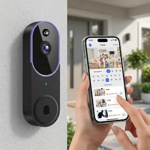 Wireless Video Doorbell Camera 1080P AI Human Detection Night Vision Instant Alert Two Way Audio 2.4G WiFi Cloud Storage Rechargeable Battery Simple Installation Smart Security Doorbell Camera