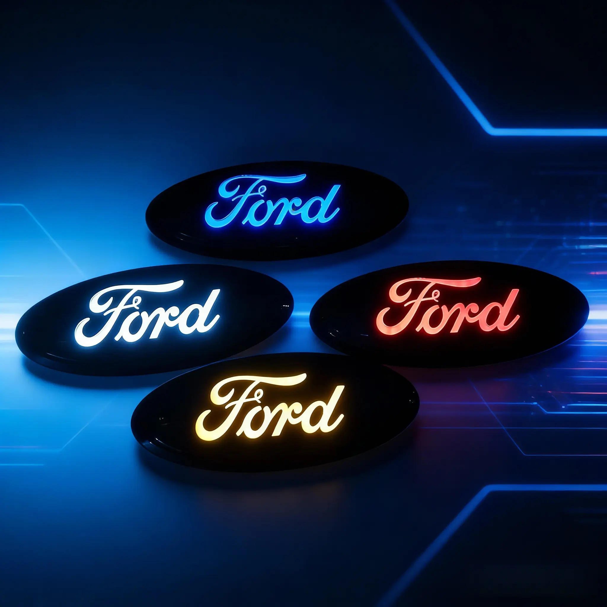 Waterproof Illuminated LED Emblem Grille Badge for Ford Edge-F-150 Raptor-Transit, Front Exterior Vehicle Decor with Static, Dynamic, Sequential Lights, Easy Install Car Accessories, Cool Car Decoration