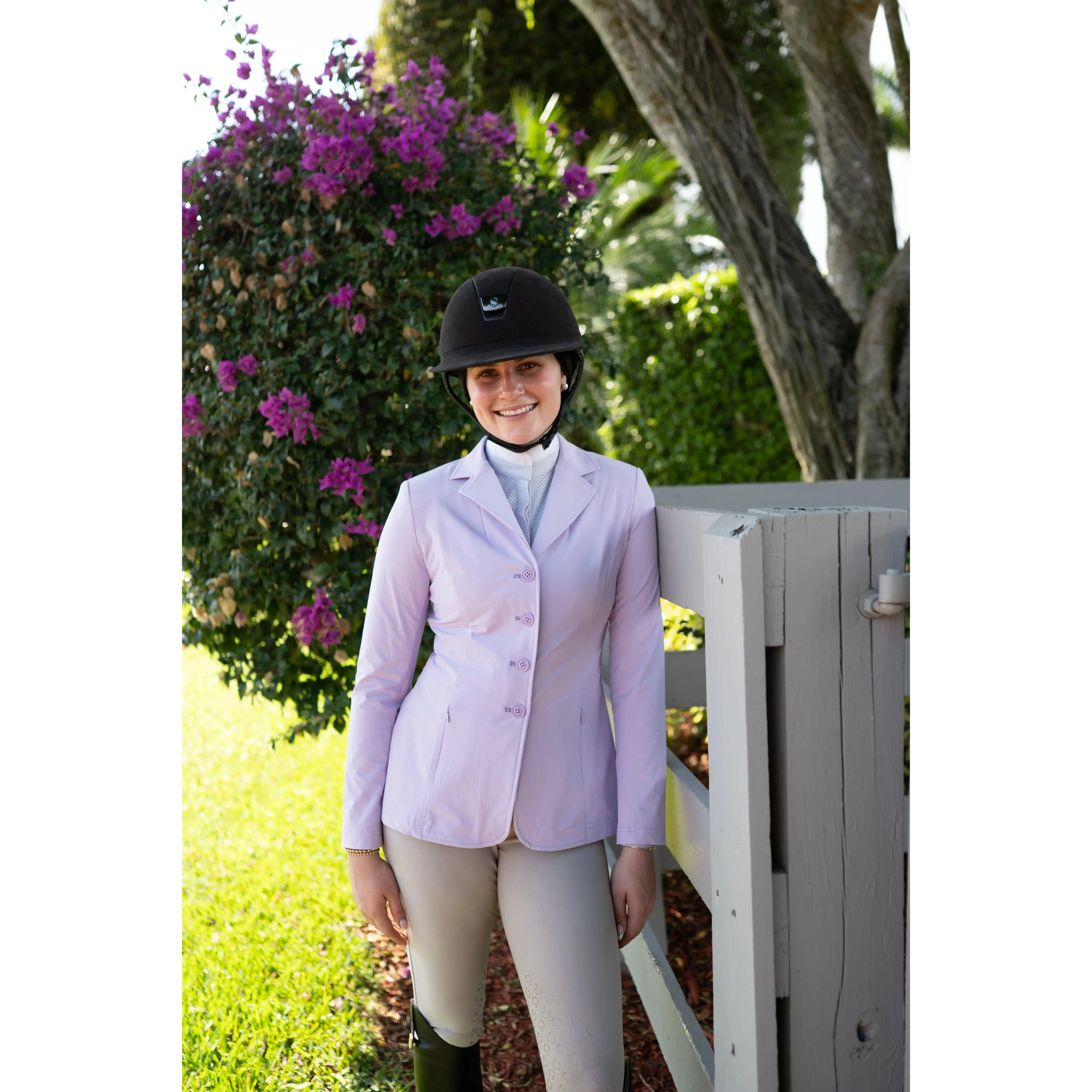 Grand Prix ladies Quinn Show Coat, 4 Button with Zipper, Lilac