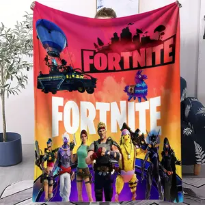Fortnite Throw Blanket, Ultra-Soft Flannel Fleece Blanket with Iconic Characters & Battle Bus Design, Cozy Warm Gift for Gamers, Kids & Teens