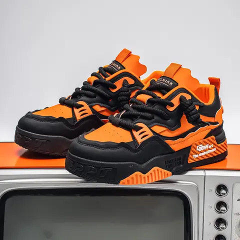 Men's Retro Low-Ankle Chunky Sneakers - Active Casual Trainers, Closed Straps, Thick Sole, Simple Fit, All Day Sneakers, Versatile and Comfortable Footwear Fashion for Teen Boys Lifestyle