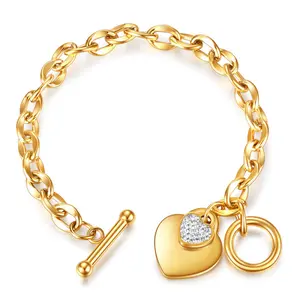 Love Heart Bracelet,Stainless Steel Adjustable OT Clasp Chain,Hypoallergenic Unisex Jewelry for Everyday Stacking Boho Style heart design charm bracelet