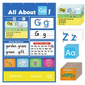 Alphabet Learning Pocket Chart Alphabet Wall Chart ABC Flash Cards Learning Games, Handwriting Practice Letter Tracing Learning Activities ,School holidays Must Haves