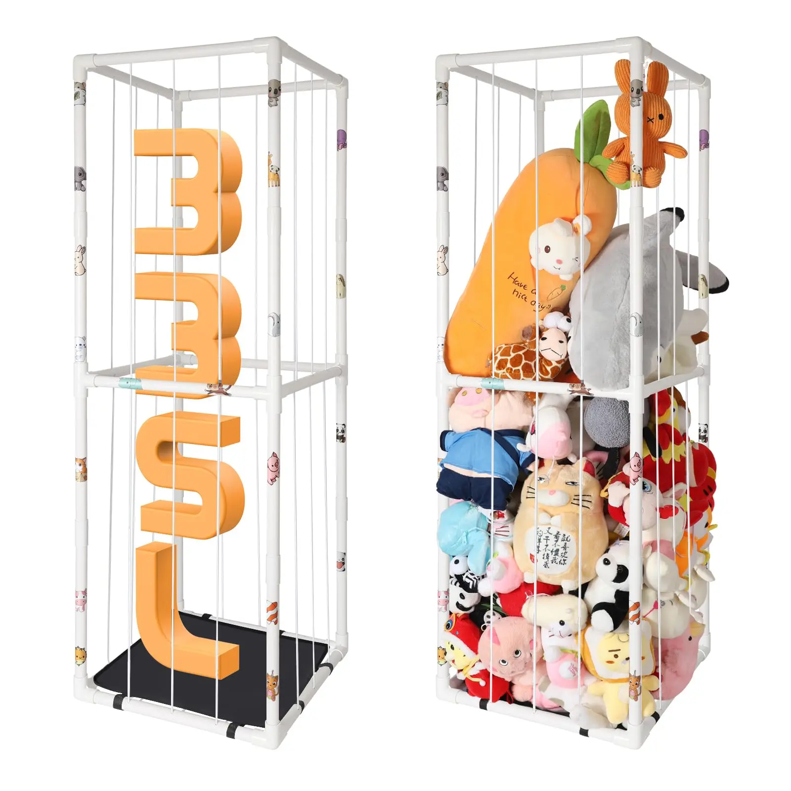 Installation Shelf for Corner Organizer, ABS Material with Elastic Cord Hold Up to 150 Plush Toys Collection for Gift for Nursery Racks Set Room
