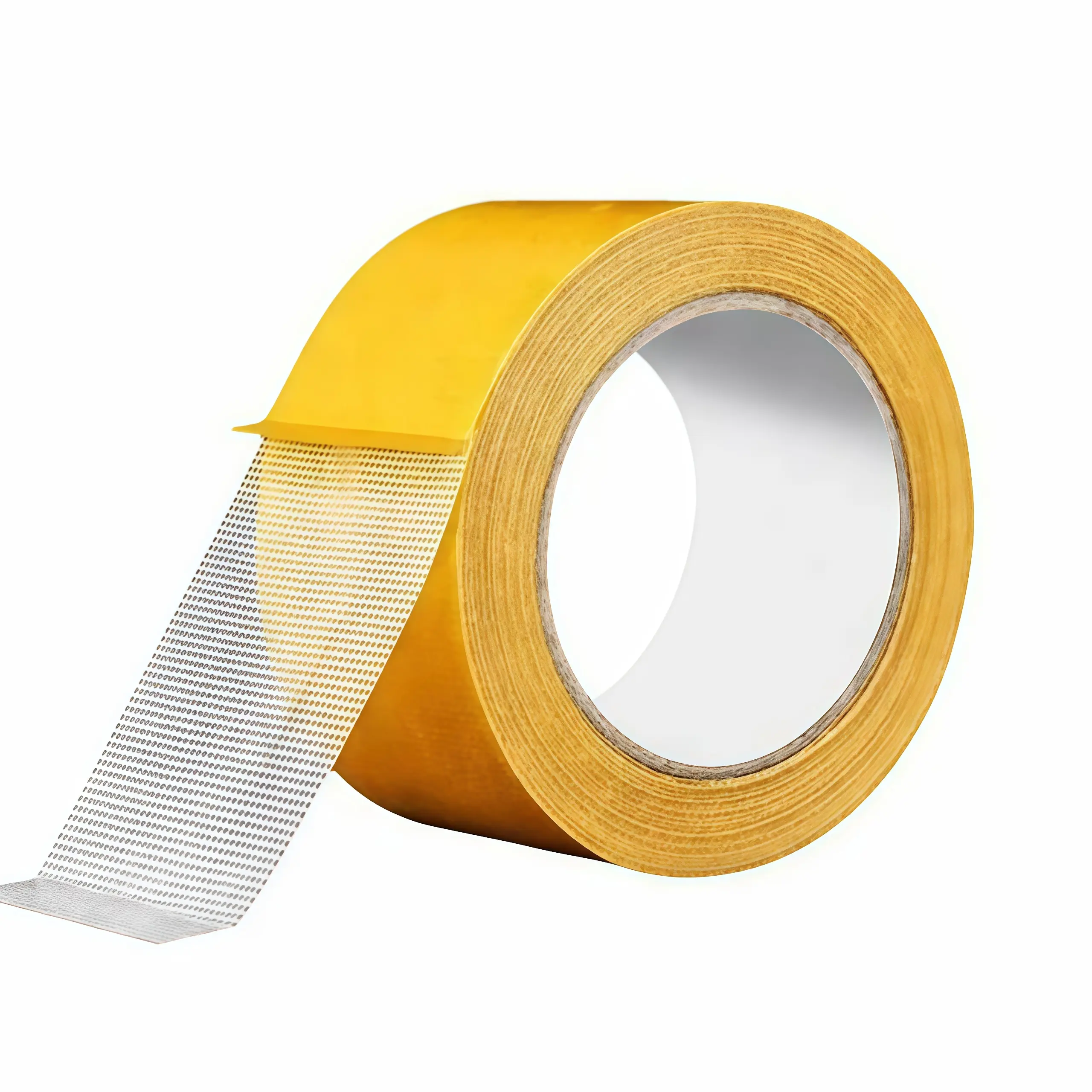 Single yellow lined double-sided tape, high viscosity seamless soft cloth adhesive tape for household industrial use, waterproof heavy-duty double-sided mesh tape, easy to tear and residue free, multi-purpose installation and fixing tape