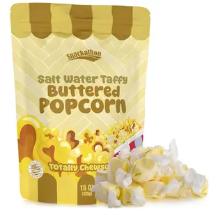 Snackathon Salt Water Taffy Buttered Popcorn Flavor 15 oz Single Flavor Sweet and Savory Snack Ideal for Sharing
