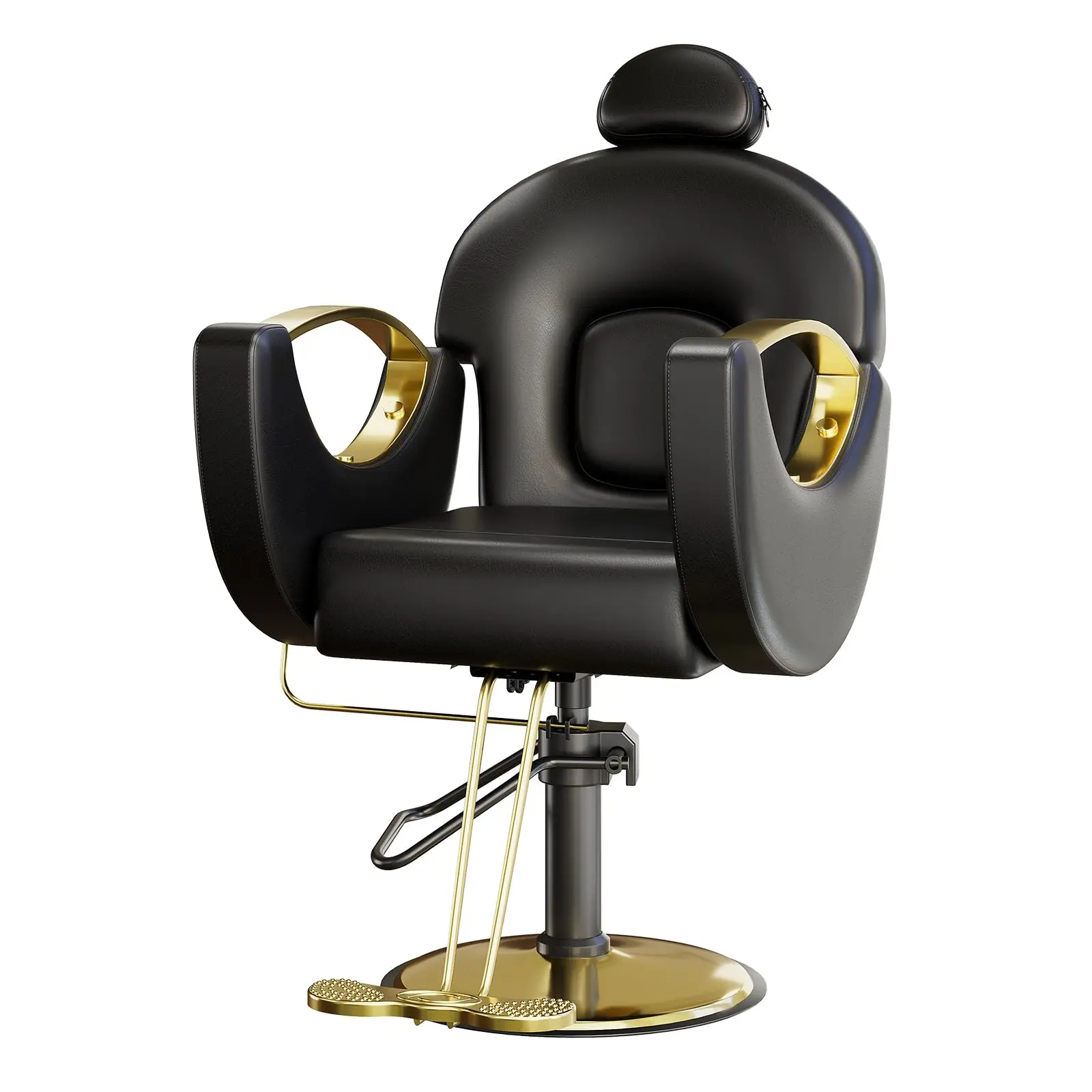 Garvee Reclinable Salon Chair with Durable Hydraulic Pump, 360° Swivel, Adjustable Height, 350 lbs Capacity, Ideal for Beauty Spa, Barber, and Hairdressing Use, Black Color