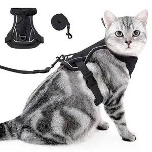 Cat Harness and Leash Set - Escape Proof, Adjustable Breathable Vest Harnesses with Reflective Strips, Safety Harnesses, Easy Control & Secure Walking for Small Medium Large Cats Kitten Collar