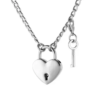 HZMAN Lover Heart Padlock Necklace Padlock Collar Choker for Men Women with Lock and Key 24 Inch