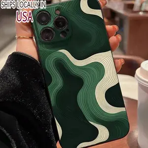 Green Line Pattern Phone Case, Anti-drop Shockproof Phone Protective Cover, Phone Accessory Compatible with iPhone 6 7 8 X XR XS 11 12 13 14 15 Pro Max, Casing, Cute Phone Cases