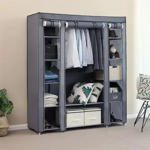 69" Portable Closet Wardrobe Storage Organizer, Non-Woven Fabric, Quick & Easy to Assemble, Extra Strong & Durable, Gray Home Organizer Storage Rack