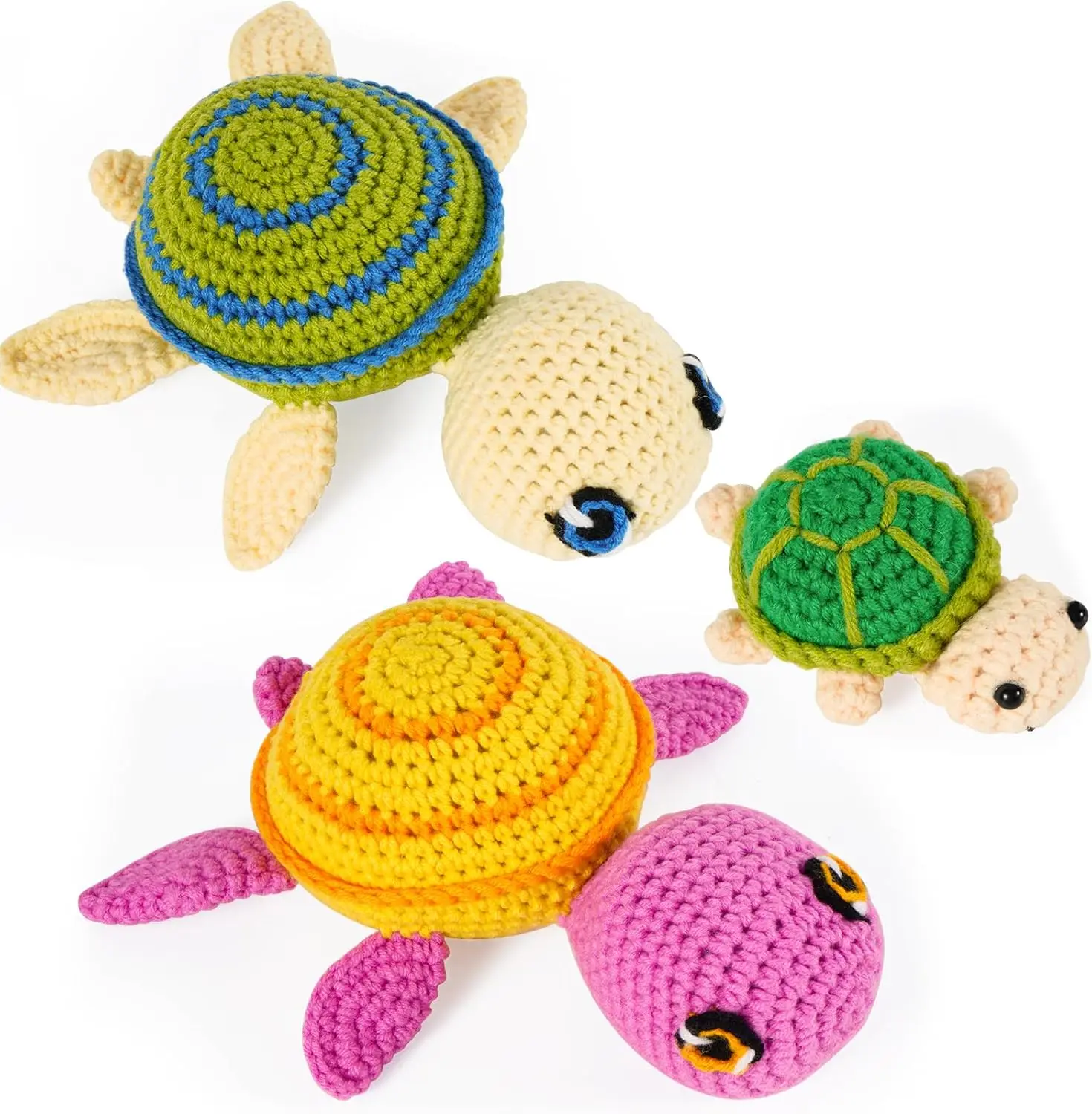 Crochet Kit for Beginners, Crochet  Kit, DIY Crochet  Kit with Step-by-Step Video Tutorials,  for Beginners of All Ages - 3-Pack Turtle Set