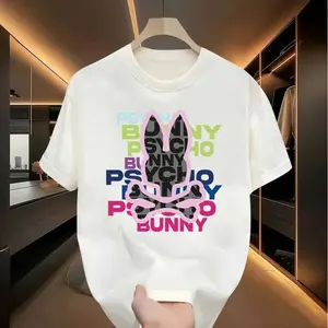 Bone rabbit T-shirt, hip-hop, handsome and fun, unisex, round neck street style summer and spring, casual, clothing, simple and trendy, fashionable and loose, youthful and energetic, daily wear tops