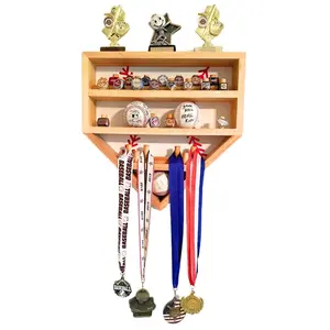 Baseball Championship Ring and Ball Display Case- Fully Customizable Storage Holder with 39 Removable Pegs and 3 Shelves!