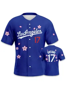 Shohei Ohtani Men's #17 Baseball Sports Jersey Top, Cherry Blossom Print Design, Perfect Gift for Baseball Fans