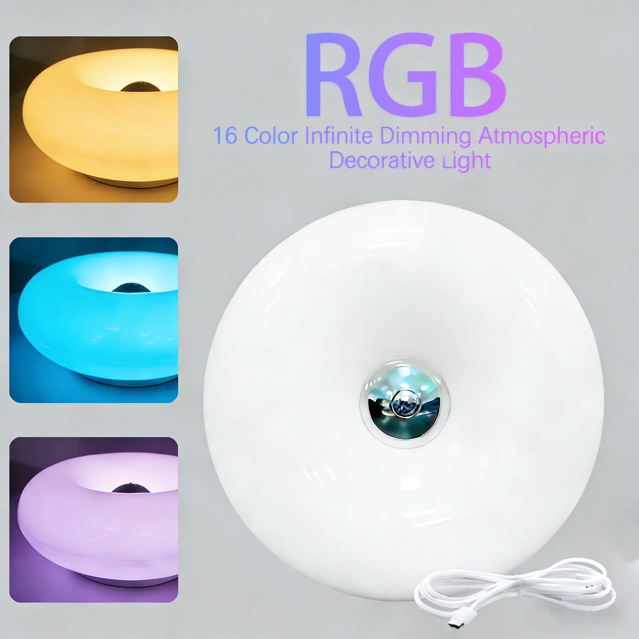 RGB Donut Lamp,Plug-in Bedside Lamp Or Plug-in Wall Sconces,Mid Century Modern Decor Wall Mount Lamps,Creative Orange Light for Living Room,Reading Room,Hallway Ambient Lighting tiktokshopbacktoschool