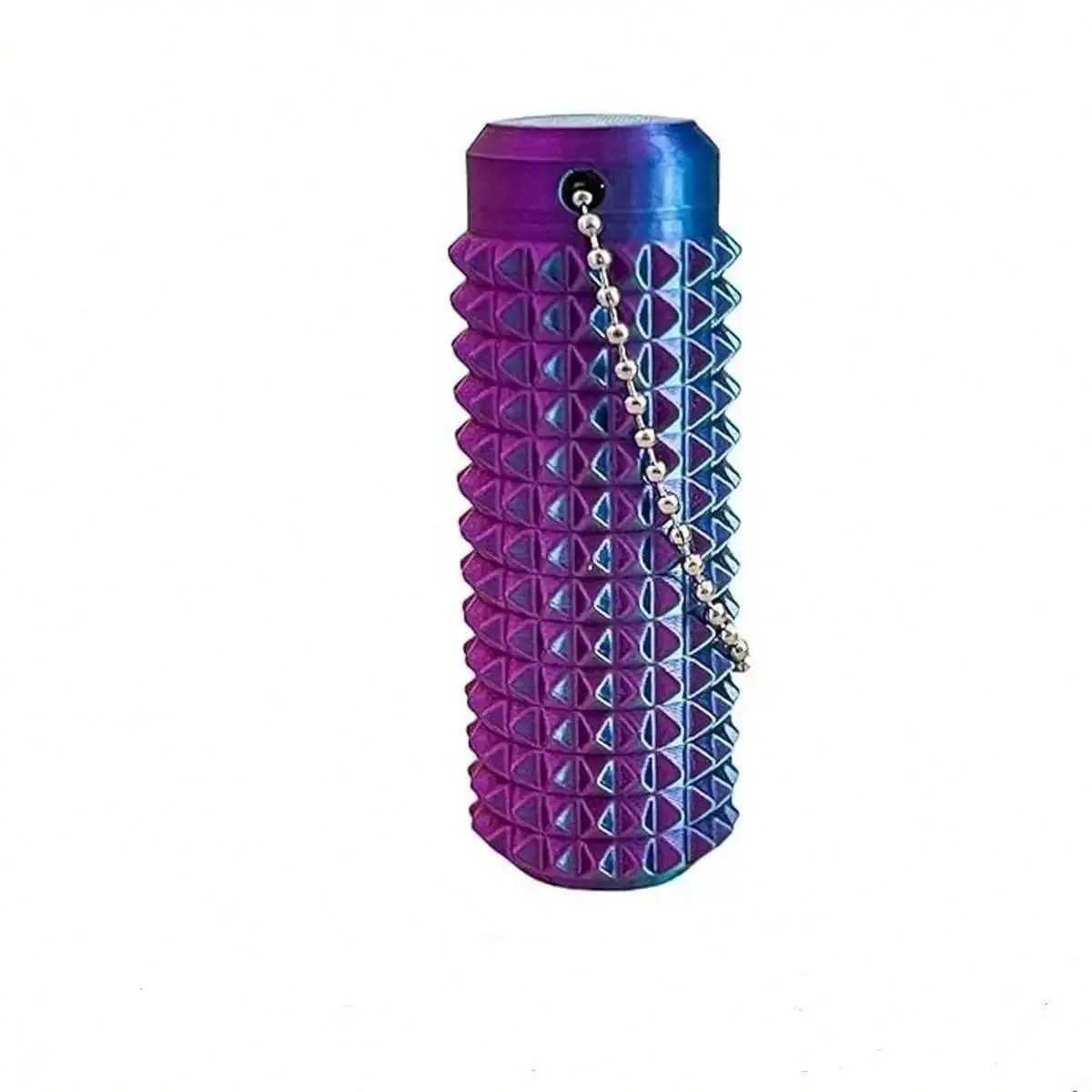 1pc 3D Printed Gradient Color Massage Roller Keychain, Sensory Tool with Textured Spikes & Breathable Holes, Stress Relief Gift