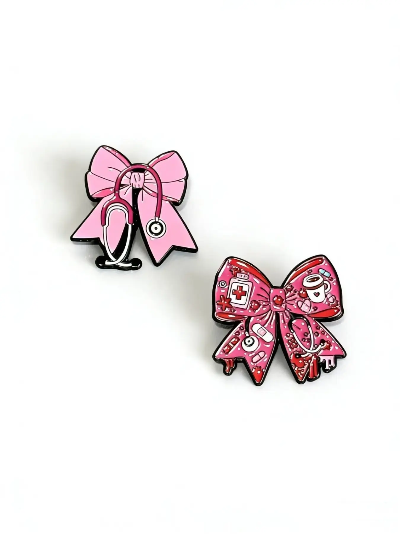 2-Pack Student Nurse Stethoscope Pins, Enamel Metal Lapel Pin, Collar Decoration Pin & Scarf Buckle, Ideal Backpack Decor, Nurse Uniform Accessory, Durable Metal Pins, Lapel Brooch, Elegant Brooch