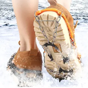 Shoes and boots with ice cleats, lightweight crampons, slip-resistant traction, and snow grips—suitable for walking, daily commuting, hiking, and winter outdoor use for women and men.