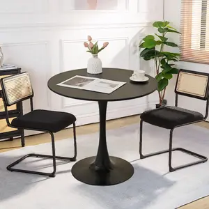31.5" Round Dining Table for 2-4 People Mid-Century Leisure Coffee Office Living Room Table with Modern Design Stable Base Metal Frame circle kitchen