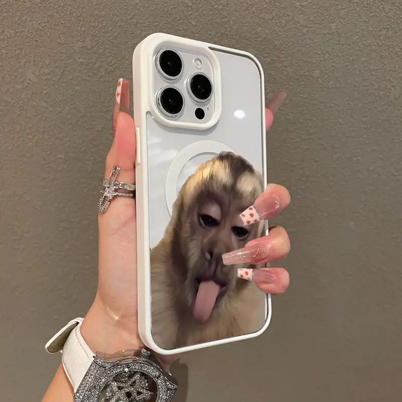 Magnetic Stylish Case for iPhone 17 16 E Pro Max 15 Plus 14 13 12 11 XS XR, Funny Monkey Meme Aesthetic | Shockproof, Silicone, Lightweight, Girly, and Scratch Resistant Protection