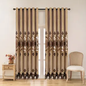 Luxurious Chenille Embroidered Home Decoration Curtain, High-End Hollow Out Design, Transparent Window Shade, Sunshade for Living Room Bedroom Balcony