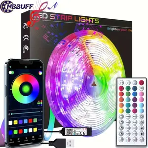 Smart RGB LED Strip Light Tape, Music Sync Color Changing, Timer, Dimmable, Energy Saving, USB Powered, Home Party Bedroom Gaming Room Lighting, Adjustable RGB Lighting