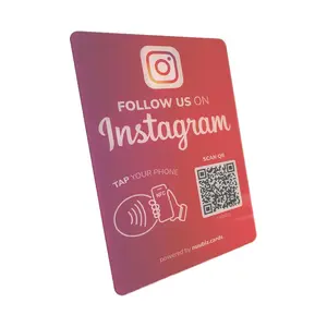 Social Media QR Code NFC Stand for Instagram – Tap or Scan to Follow Us – Boost Followers – Social Media Tag Sign for Storefront, Counter, or Events – Visit Stats – No App or Subscription