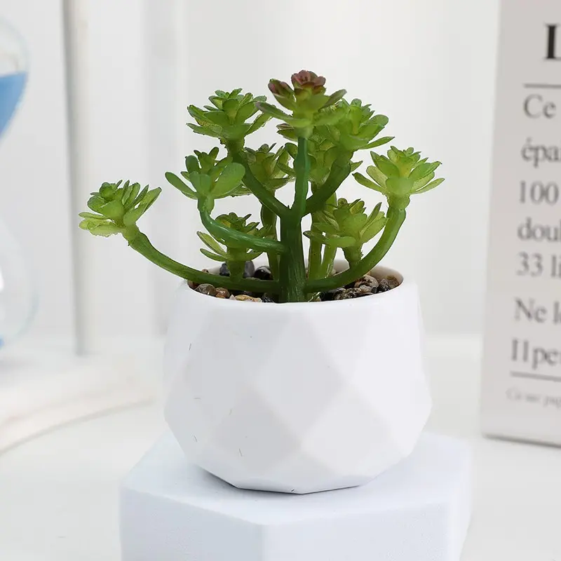 Ceramic Pot Mini Faux Succulent Plant, Indoor Plants Decor, Fake Blossom Plants, Student Dormitory Office Desk Decor, Bedroom Bookshelf Greenery Ornament, Gift for Plant Lovers, Decorative, Artificial Plant Decor