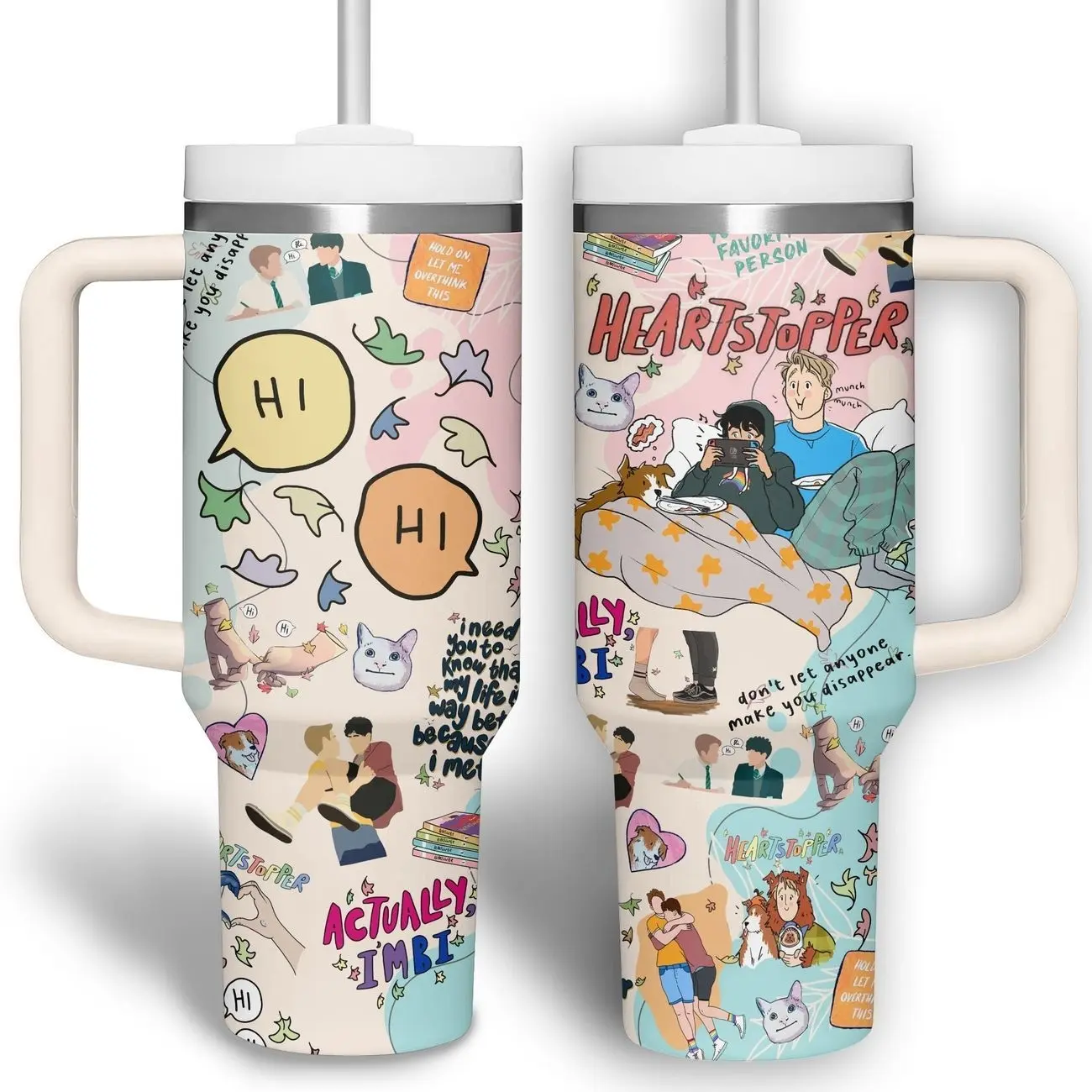 Heartstopper TV Series Custom Cup 40oz Tumbler With Handle, Movie Tumbler