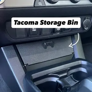 Storage Bin for Toyota Tacoma (2016–2023) – Lower Center Console Organizer with Hinged Lid for Charging Pad