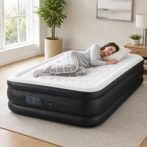 Air Mattress - Summer Cooling Inflatable Airbed Mattress with Built-in Pump, Double Height, Adjustable Portable, Breathable Cool Sleep Surface for Home Camping