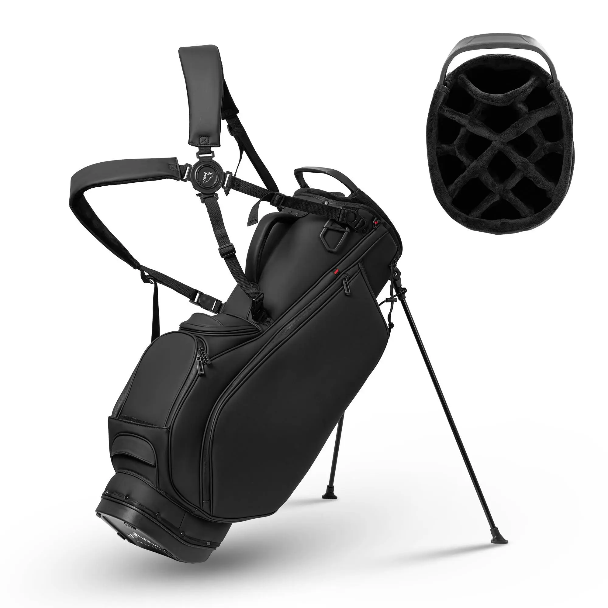 uniHimal Premier 14 Way Golf Stand Bag, Lightweight Golf Bag for Men & Women, Premium Leather Golf Club Bags with Padded Ergonomic Double Strap, Full Length Dividers, Multiple Pockets Waterproof Design