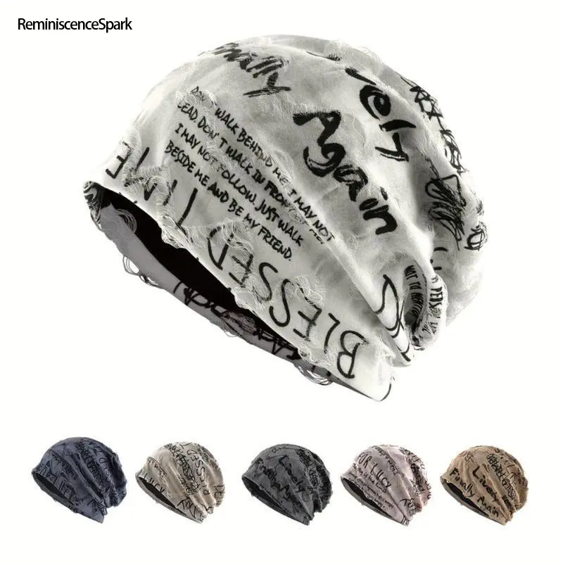 Vintage-Style Slouchy Knitted Fabric Beanie - Lightweight All-Season Casual Hat for Men, Everyday Wear with Effortless Style