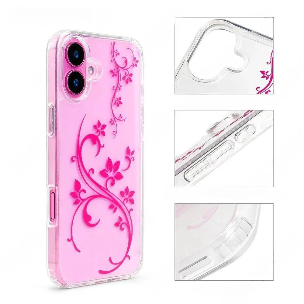Y2K Brown La Fleur Floral Phone Case Cute Clear Cases for iPhone Trendy Tech Accessory Gifts for Her Unique Floral Designs, Accessories, Smartphone