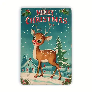 Vintage Reindeer Christmas Wall Decor for Indoor and Outdoor Use 8x12 Inches