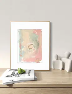 Original Abstract Watercolor Painting Fine Art Giclee Print, Size 5x7, Blue, Peach, Pink