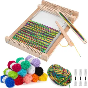 Weaving Loom for Kids, Wooden Weaving Kit, Loom Kit for Kids Ages 8-12, Great Knitting Looms for Beginners and Girls Over 6 Years Old, Contains Enough Weaving Yarn 11.4" x 7.5"