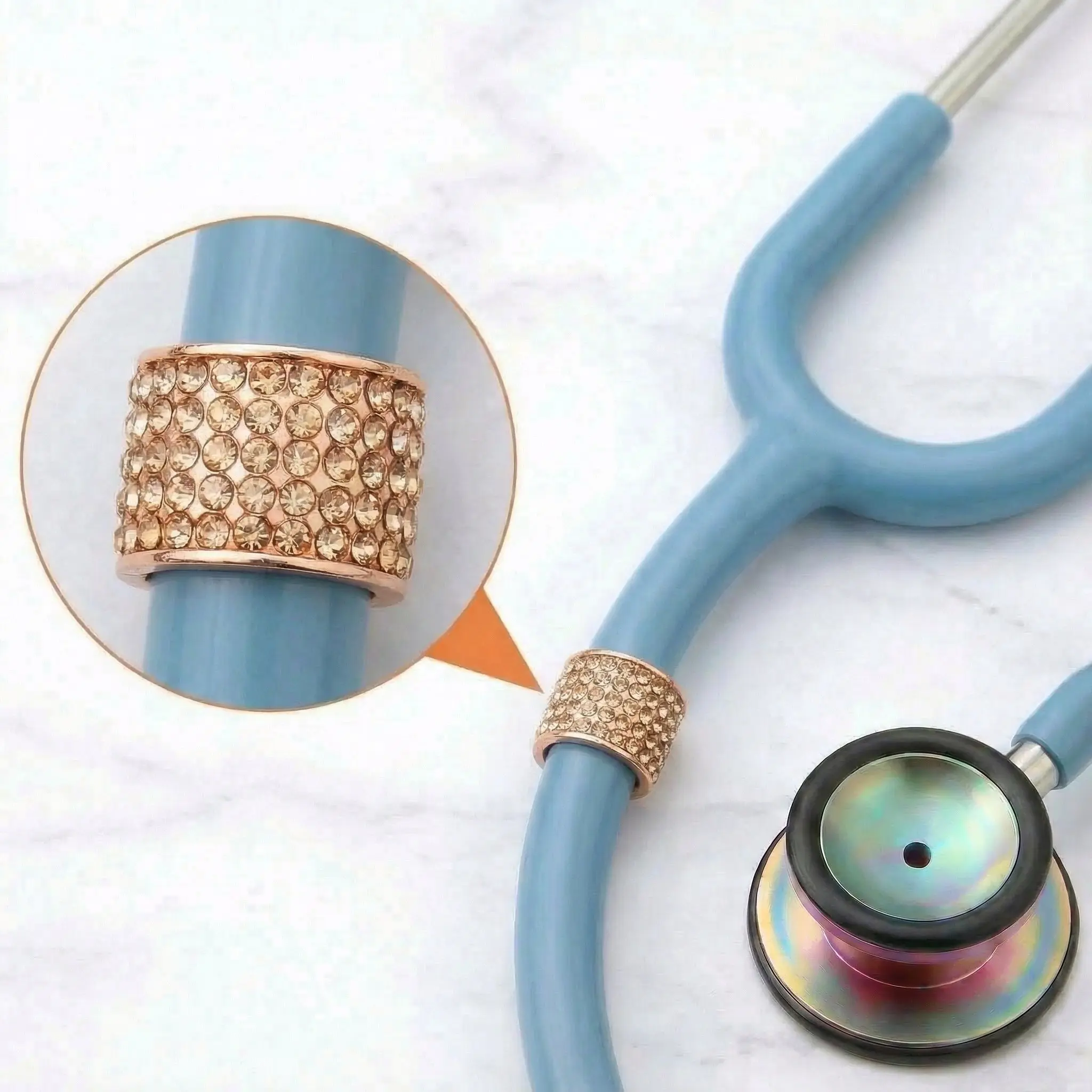 Ice on Gold Stethoscope Charm